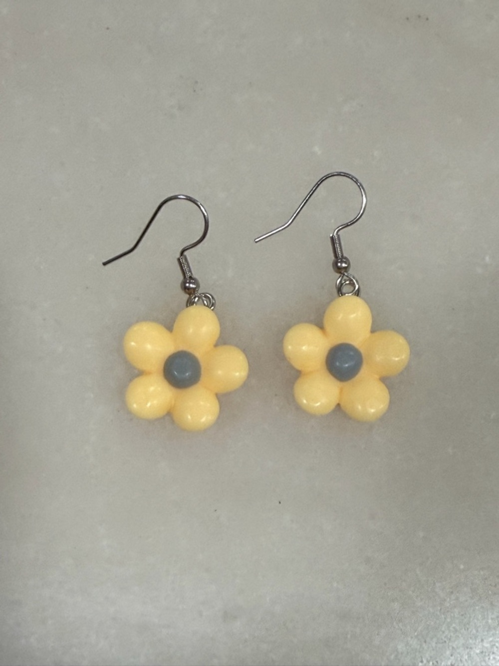 3/$30 Yellow Flower Drop Earrings with Gray Center